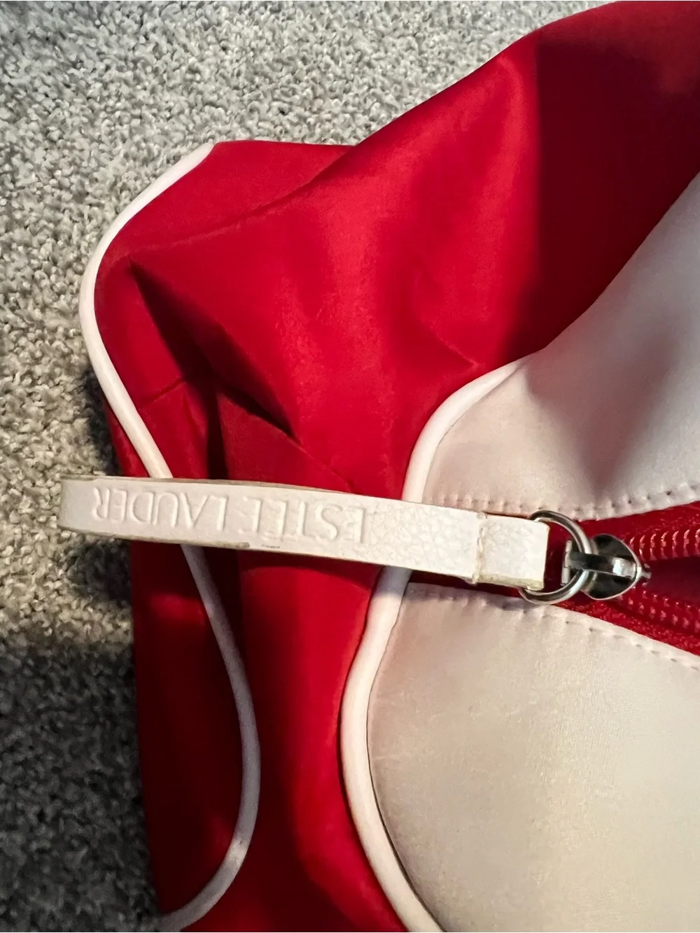 Estee Lauder Red and White Cosmetic Travel Bag
